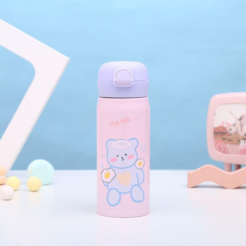 Stainless Steel Vacuum Insulated Kids Water Bottle With Flip Lid 350ml 500ml Leakproof Portable Thermos School Travel