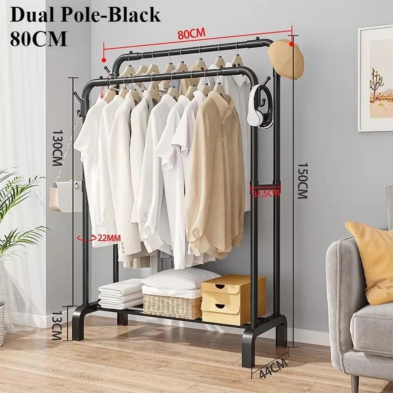 Floor Standing Clothes Rack Modern Simplicity Multilayer with Hooks Clothes Hanger Space Saving Widening and Raising Coat Hanger