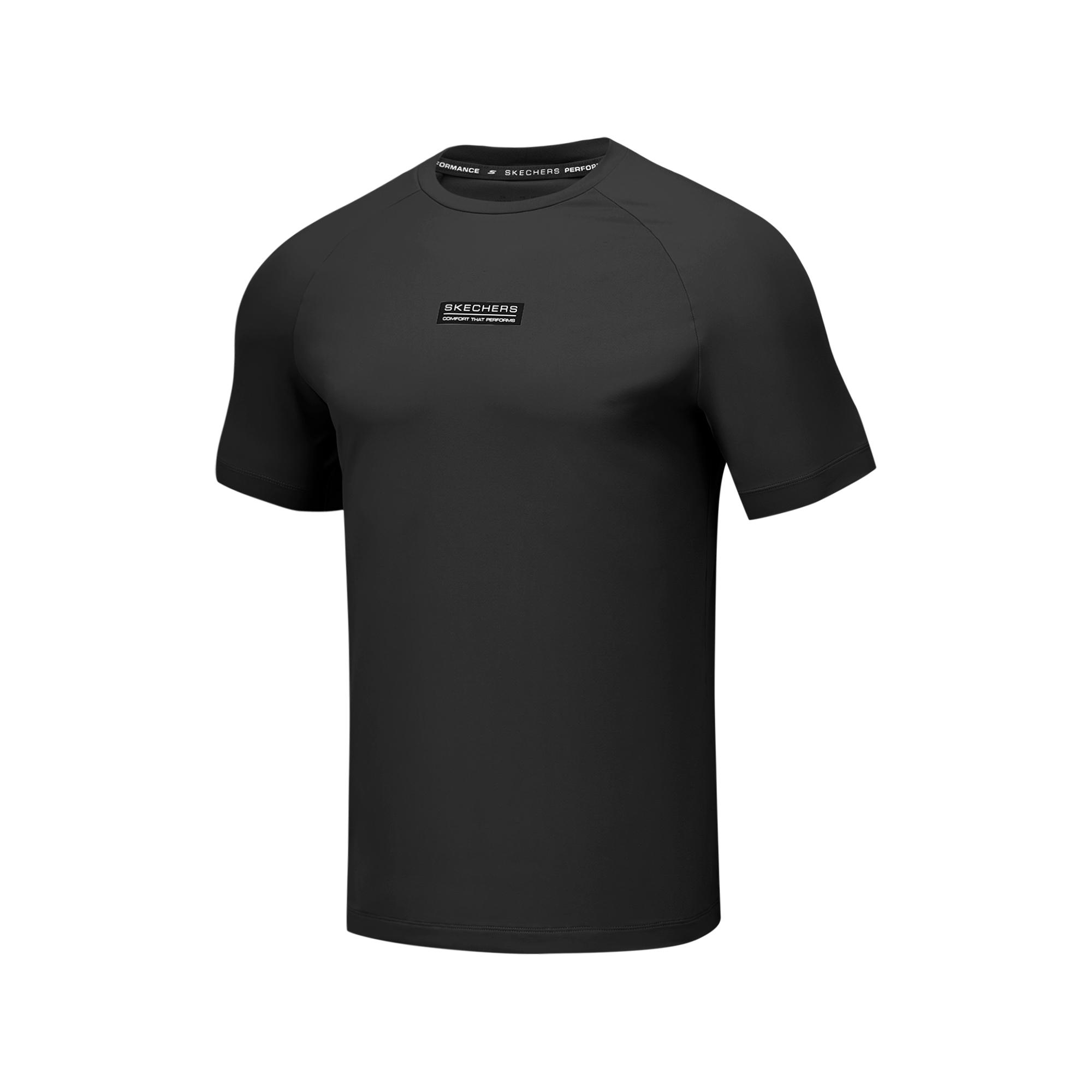 Skechers Godri Breathable Comfortable Sports Short Sleeve Raglan Quick Dry T-Shirt Men tops Carbon-Black P225M094-0018 M