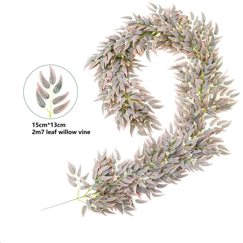 

Simulated Plants Plastic Encrypted Willows Leaves Vine Arch Wedding Decor Artificial Willow Leaf Rattan Home Garden Decoration