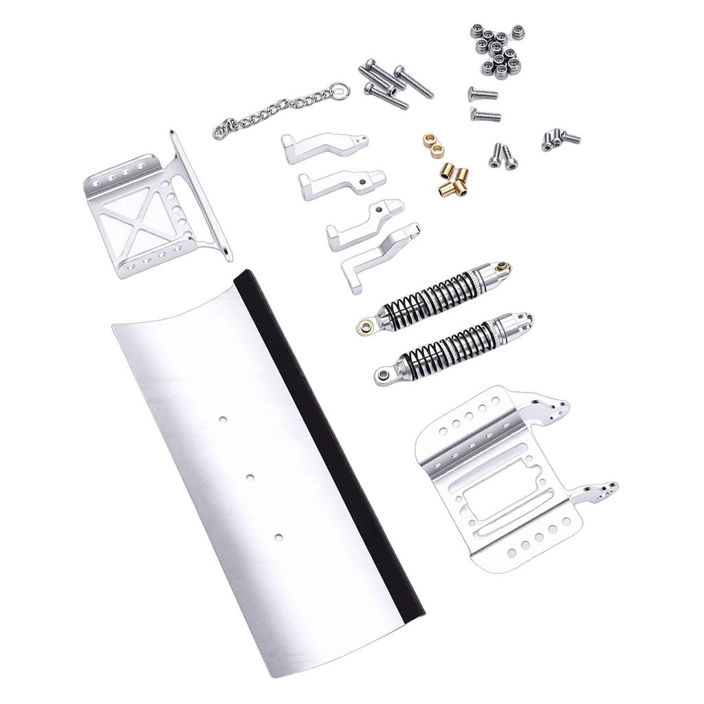 1 18 RC Metal Snow Plow Replacement for TRX4M RC Crawler Car Snow Shovel Alloy Shock Absorption Silver