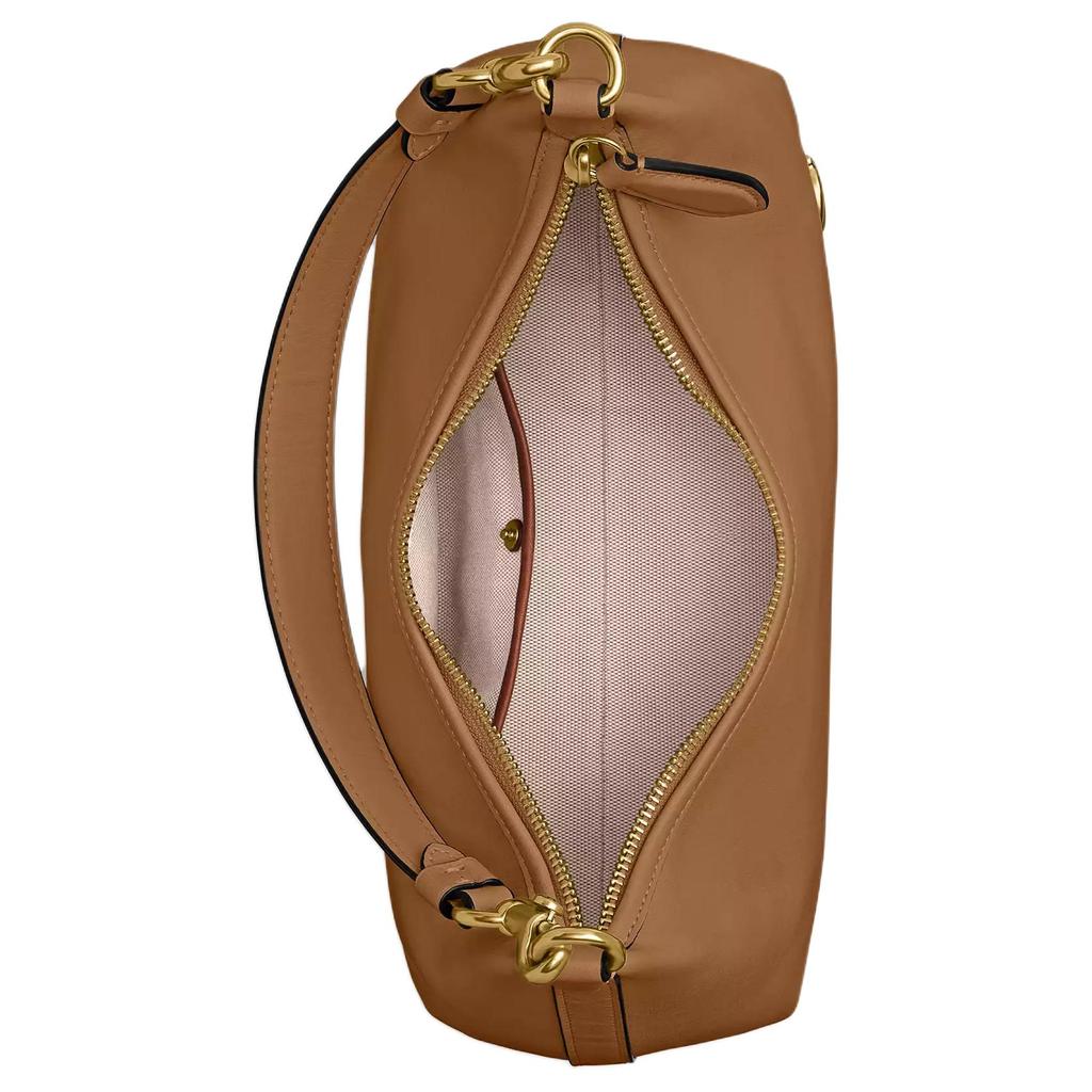 Coach Juliet 30 Metallic Logo Top Zip Closure Glove Tanned Leather Handbag Women Handbags Honey-Brown CR981-B4T7J