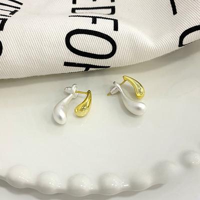 Heavy Industry Two-color Rear-hanging Water Drop Earrings for Women Fashionable and Handsome All-match New Ear Dresses