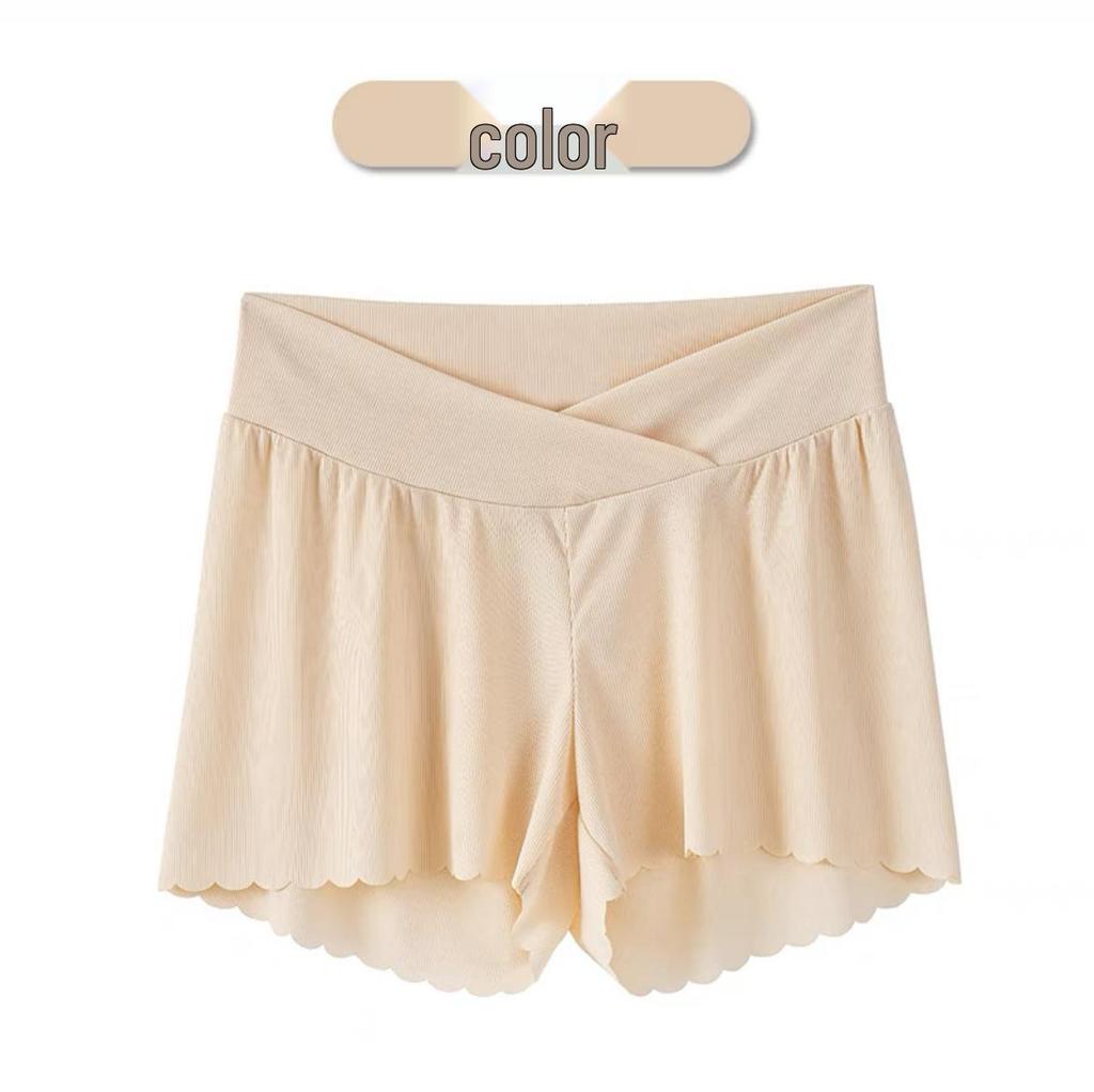 Maternity Ice Silk Leggings: Summer Anti-Exposure Belly Support Shorts