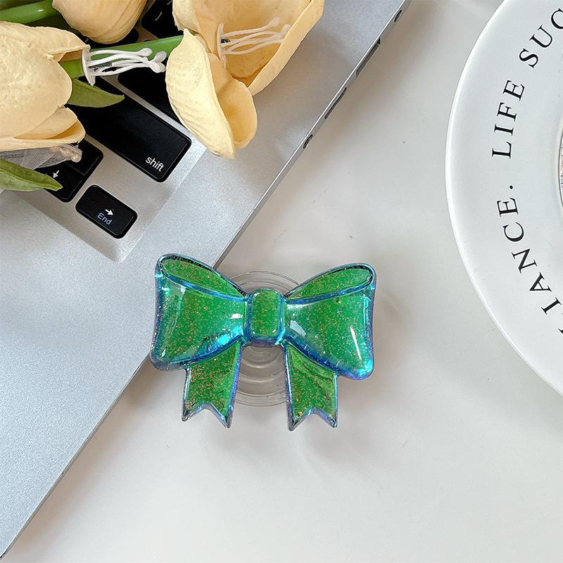 Wind Creative Colorful Laser Bow Simple Three-Dimensional Ring Retractable Desktop Phone Holder Airbag Folding