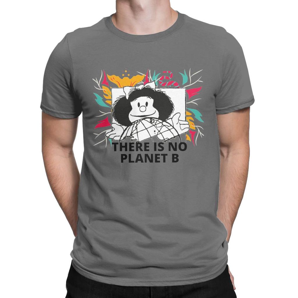 Mafalda There Is No Planet B T Shirt Men 100 Cotton Funny T Shirt Round Collar