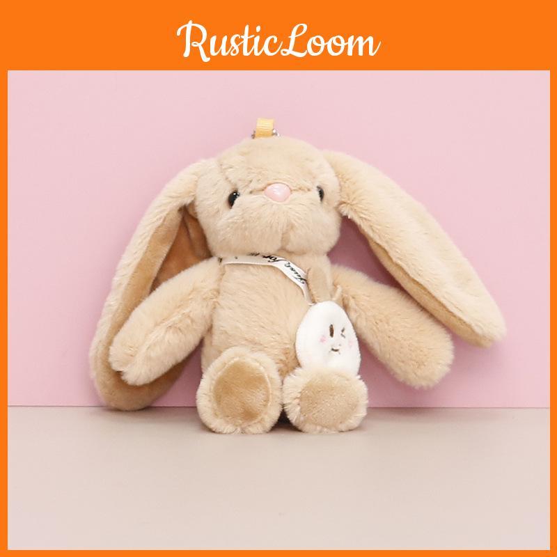 Long Eared Cute Bunny Plush Toy Adorable Cartoon Keychain Charm Perfect Gift