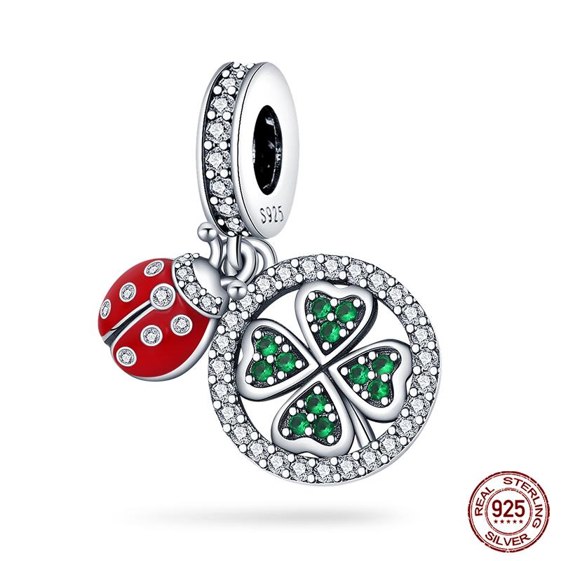 Copper Tree Of Life Four-Leaf Clover Green Series Charms Beads Fit Qikaola Original Bracelet Diy Jewelry Making