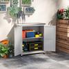 Outdoor Cabinet with Shelf and Steel and Wood Workbench, 79x43x92 cm, Grey
