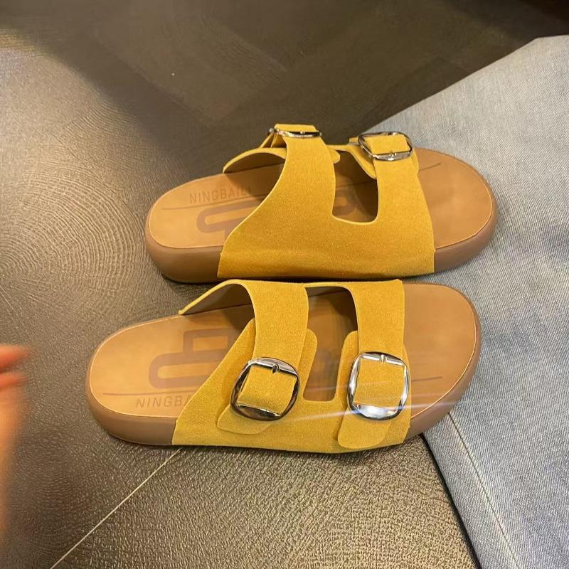 Double One-word Buckle Belt 4.5 Thick Bottom Heightening Lazy Beach Cool Slippers Female Summer