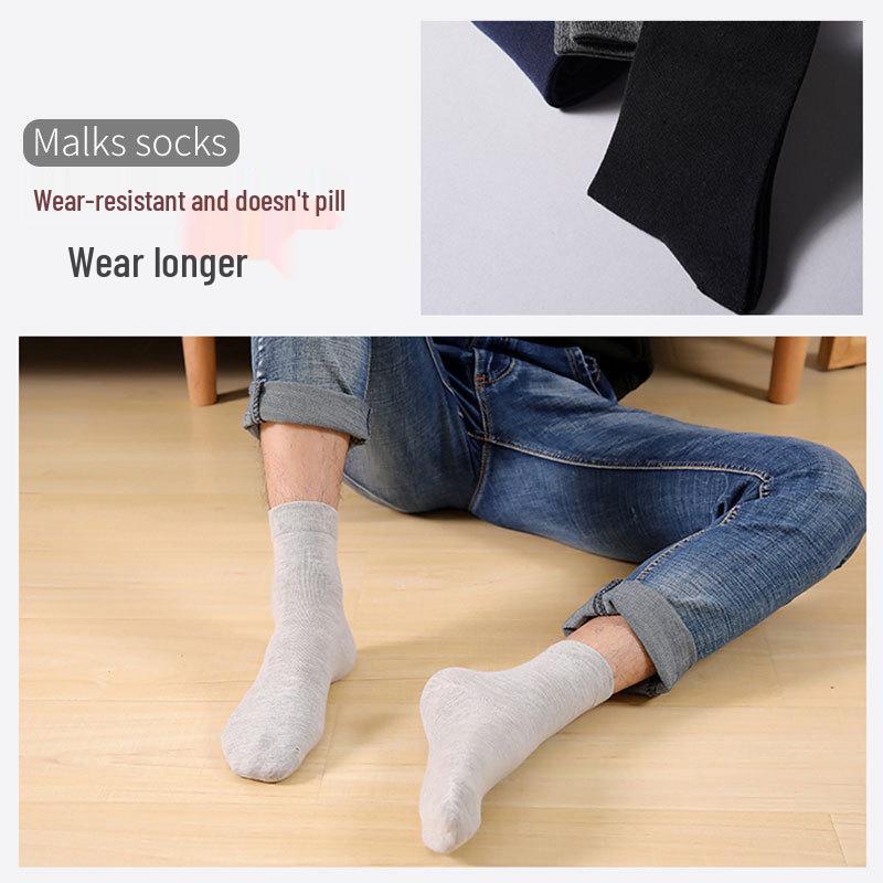 Chaussettes d'affaires en coton respirant pour hommes - Absorbantes la transpiration, déodorantes, antibactériennes, longueur mi-mollet pour le printemps et l'été