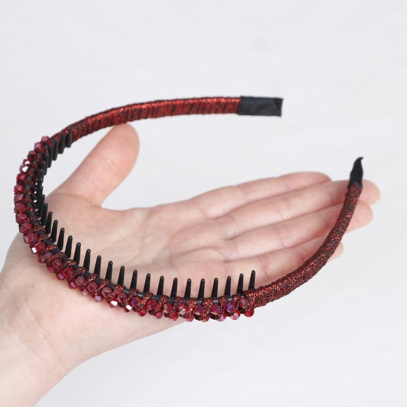 Nonslip Toothed Elastic Rhinestone Hair Hoops Glitter Trendy Hair Accessories for Women Graduation Ceremony Use