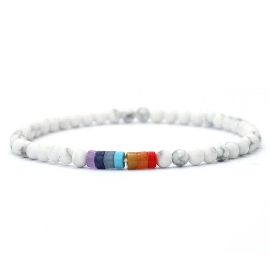 New Men Bracelet 4mm Howlite Onyx Volcanic Obsidian LBGT Braclet Women Natural Stone Bead Braslet Casual Accessory Gift for Him