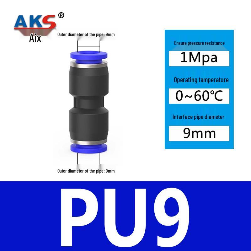 Pneumatic Nylon Air Hose Quick Connect Fittings: PU Straight, PY 5-Way, Cross 4-Way, PZA 3-Way, PE Connector with White/Blue Cap