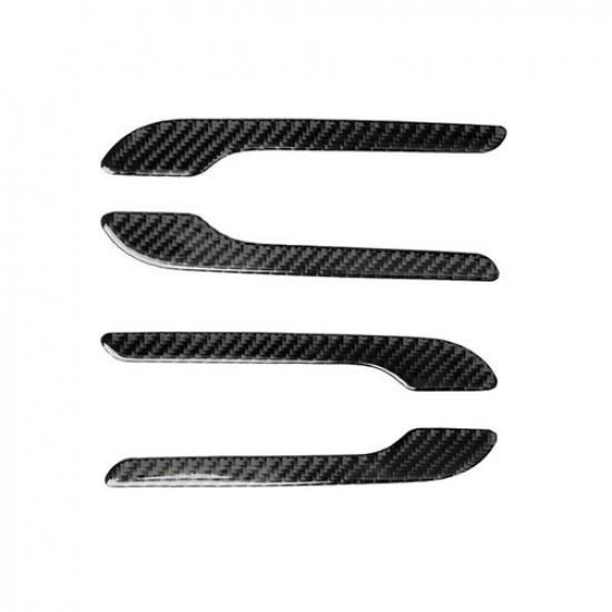 4X Carbon Fiber Outdoor Handle Panel Cover Trim For Tesla Model 3/Y 2017-