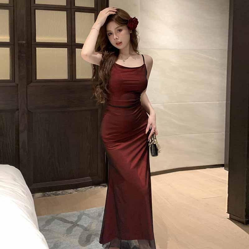 

Женское чистое похотливое платье-малышки с открытой спиной и сетчатым принтом S красный