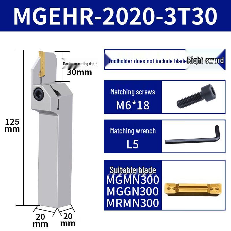

Jundingying MGEHR2020-3T30 CNC Grooving & Cut-Off Tool Holder