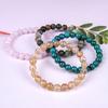 New European & American Style Cross Bracelet, 8MM Natural Stone Beaded Fashion Accessory