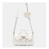 Elegant Pink Bow Rhinestone Underarm Bag Sweet Lolita Pleated Shoulder Bag Portable Bow Handle Handbag Cute Ita Purse