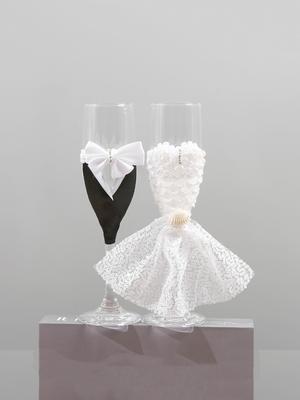 Bröllopschampagneglas Set för Brud och Brudgum Bankett Matchande Klädkod Idealisk för Vigselceremoni