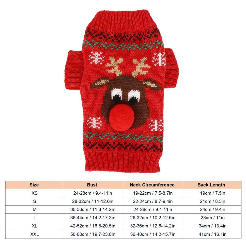 Soft Reindeer Dog Sweater Stretchy Cat Winter Apparel Festive Dog Holiday Costume  Outdoor Walking
