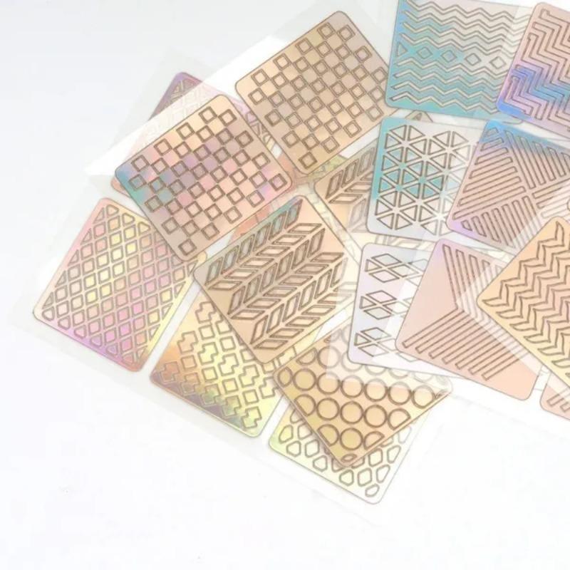 12 Sheet/24 Sheet Nail Art Vinyl Stencil Guide Sticker Manicure Curved Wave Laser Tip New