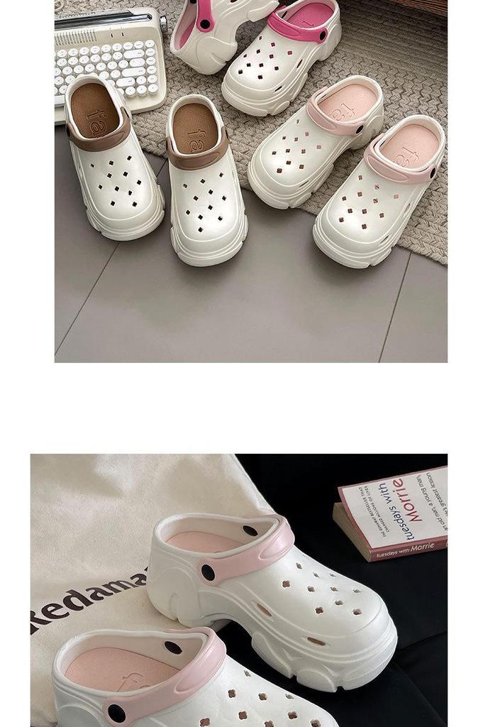 2026 Women's Thick Sole Garden Shoes: Non-Slip High-Heeled Beach Slippers with Arch Support and Closed-Toe Design