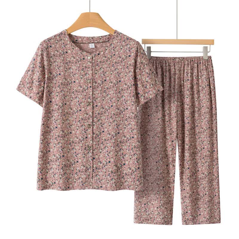Elderly Women's Loose Summer Two-Piece Set