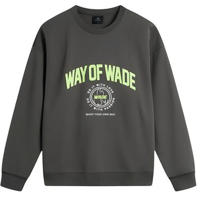 Li Ning Wade Series Letter Print Sports Casual Loose Sweatshirt Men Sweatshirt Graphite-Grey AWDU277-8