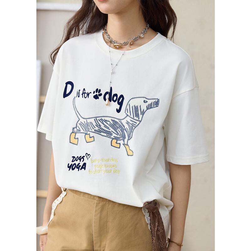 Mishow Women's Flocked Dog Print T-Shirt