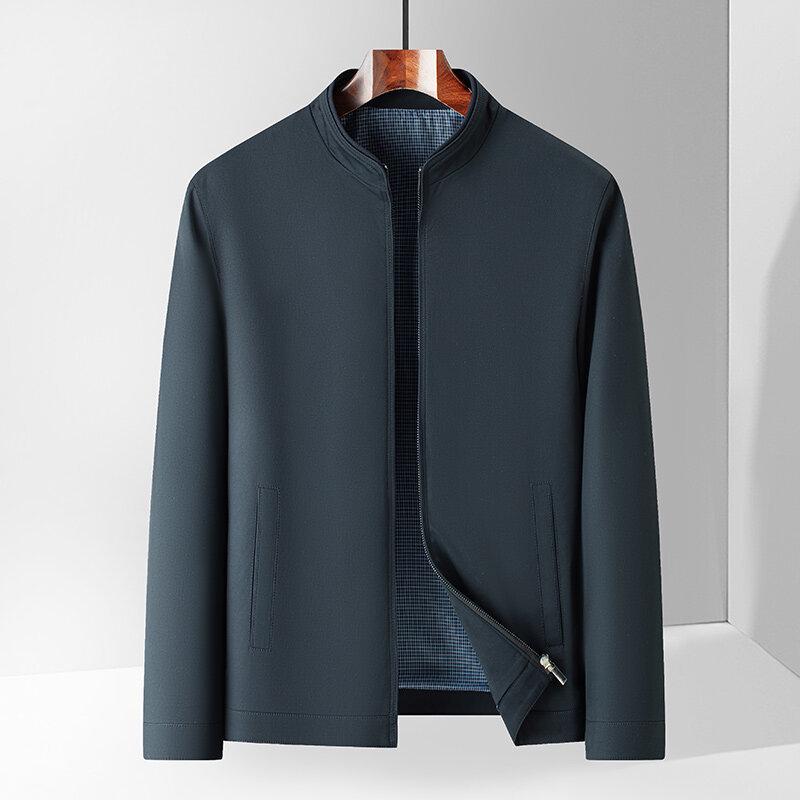 2025 Men's Cotton Stand Collar Lapel Jacket - Spring/Autumn Casual Dad Style