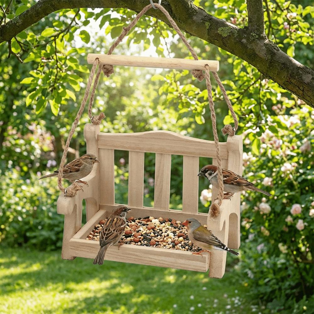 Chair Design Hanging Bird Feeder Wooden Wildlife Habitat Durable Hummingbird Feeder Porch