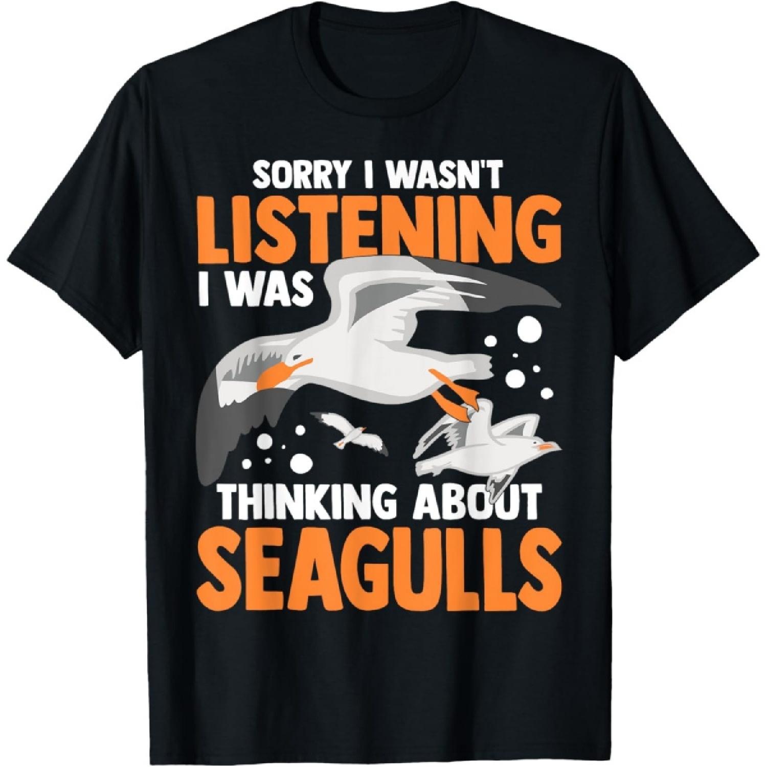Funny Animals Flying Seabird T-Shirt S