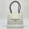BALENCIAGA Aoyama Limited Shopping Tote Bag XXS Handbag Shoulder Calfskin Leather White Black 2WAY Logo Print Unisex Women's Men's