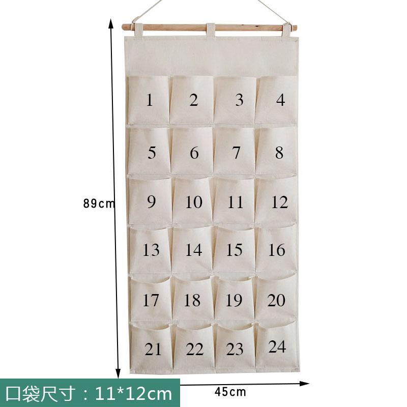 Christmas Advent Canvas Wall Calendar, Ornamentos Número Bronzear, 24 Bolsos