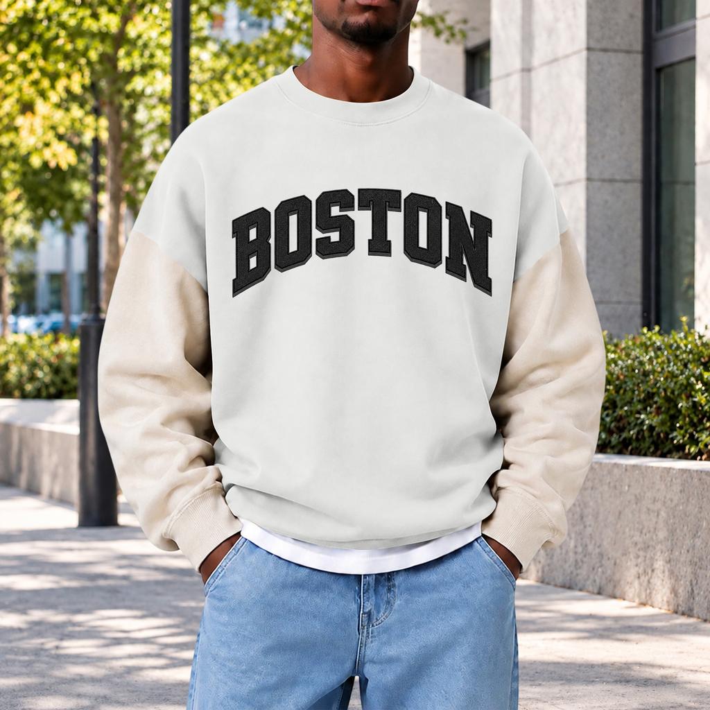 Men's Fashion Crewneck Sweatshirt, Casual Pullover Top for Everyday Wear