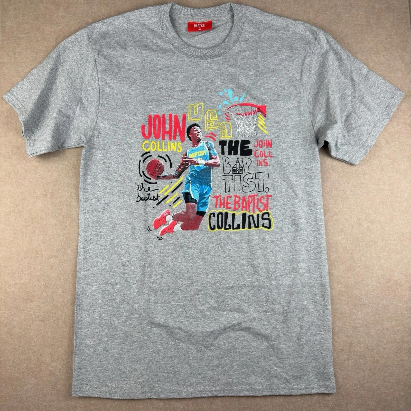Baptist Shirt Men M Gray John Collins Graphic Tee The Baptist Basketball NBA 4XL