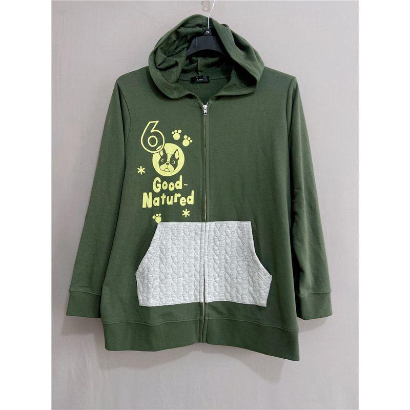 

Daily Order Smile Home Autumn Clothes plus Size Women s Clothes Letters Print Hooded Cardigan Terry Sweatshirt Outwear Hoodie Army Green 5L