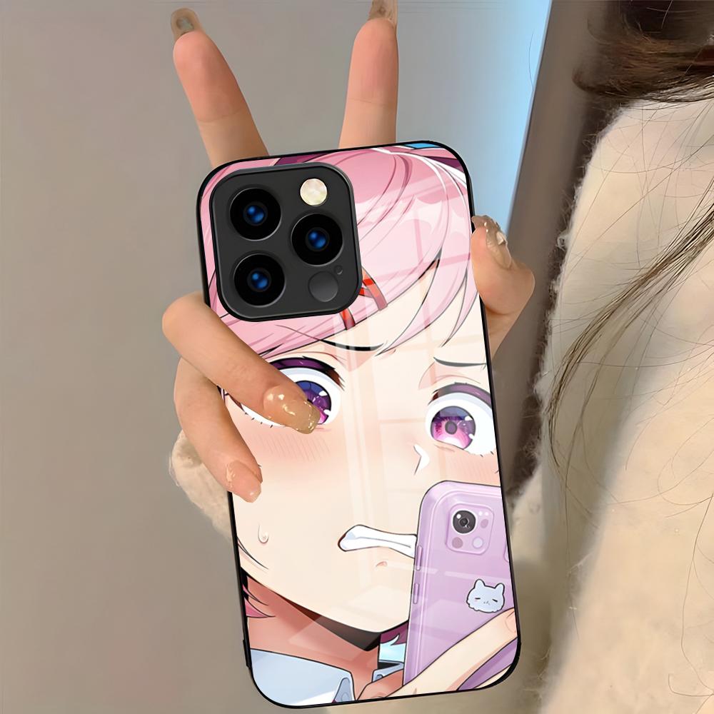Cartoon Character Natsuki Phone Case For IPhone 17 Pro Max 16 15 14 Pro Max 13 11 Plus Glass Cover