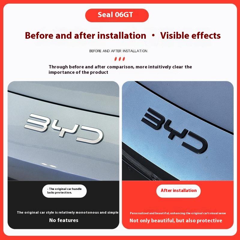 For BYD Seal 06 GT Front And Rear Emblem Blackening Modification Front Head Emblem Decal Glossy Black Rear Emblem
