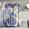 Elegant Iris Flower Pattern Shower Curtain for Home Decor - Soft Purple and Blue Floral Design Waterproof Bathroom Accessory
