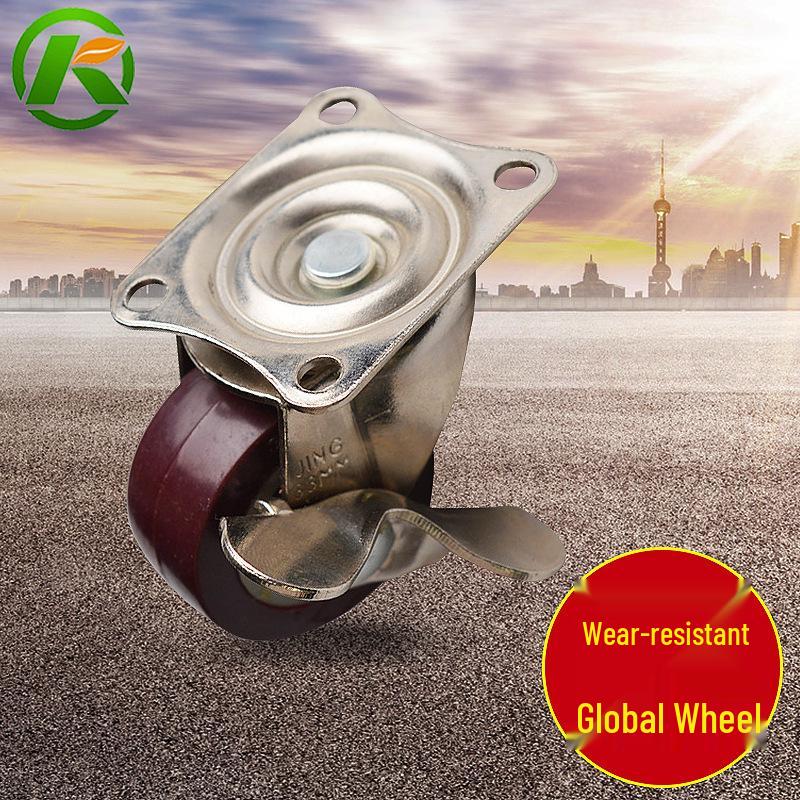 Universal Red Polyurethane Wheel Caster for Steering, Brakes, Furniture, and Sofas