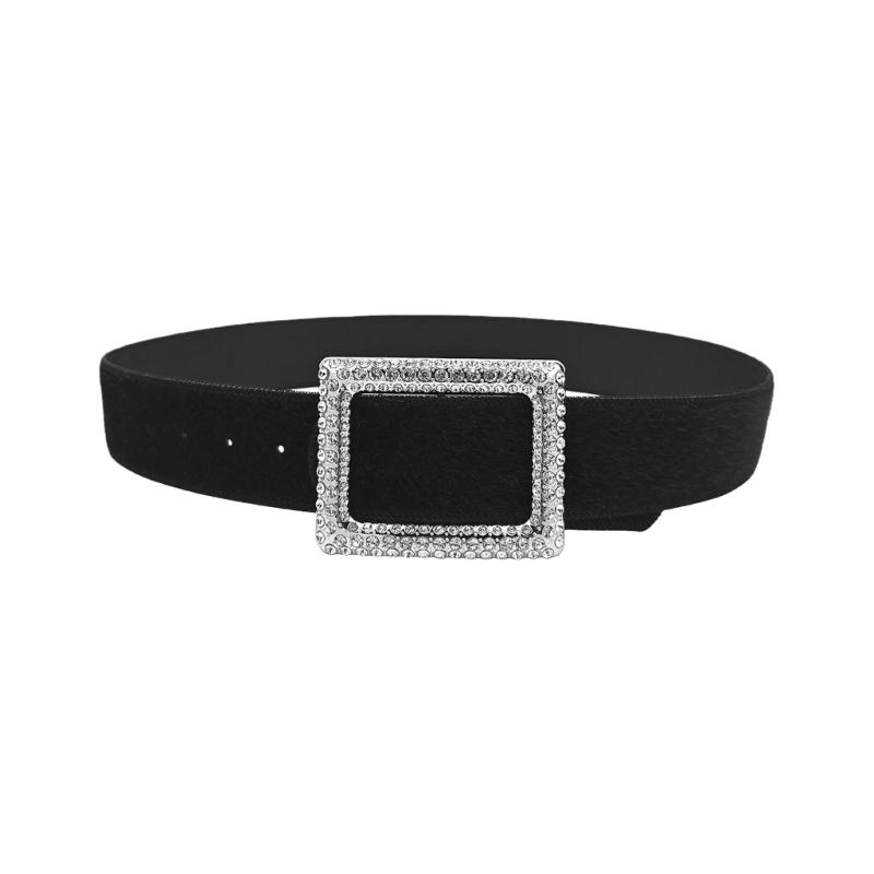 

Women s Fashion Rhinestones Trimmed Elastic Waist Belt Comfortable For Sweaters Fall Winter PU Leather Accessory 1