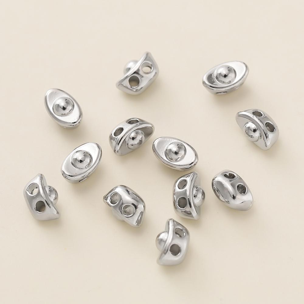 

10Pcs/Pack 4*6mm 18K Gold Color Plated Double Hole Yuanbao Charms Beads for Handmade DIY Necklace Jewelry Making Accessories платиновий