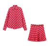 2025 Spring/Summer Women's Geometric Print Shirt & Belted Skirt Set
