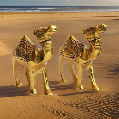 Elegance In Metal Camel Showpiece Set - Exquisite Home Decor for a Touch of Desert Elegance Pack of 2