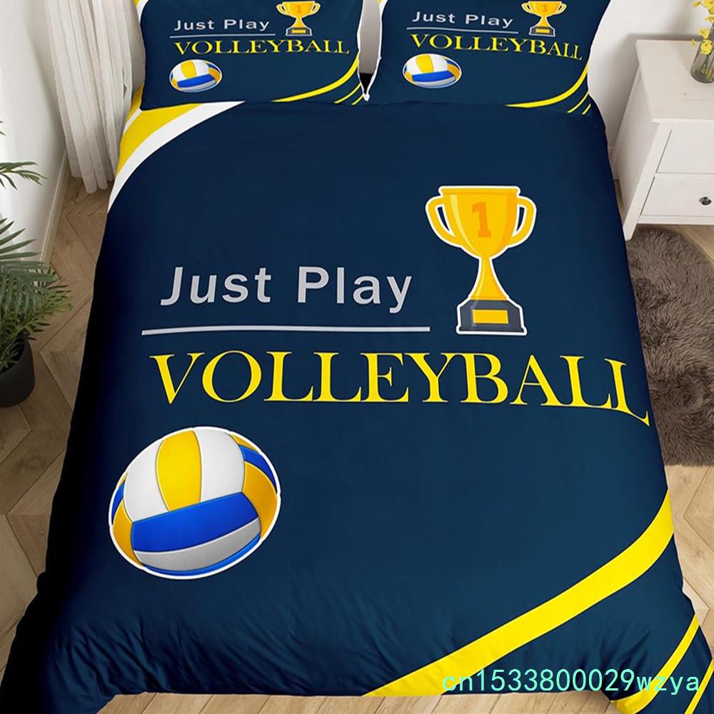 Volleyball Sport Bedding Set Sports Theme Duvet Cover King Queen Watercolor Volleyball Comforter Cover Ball Game Quilt Cover
