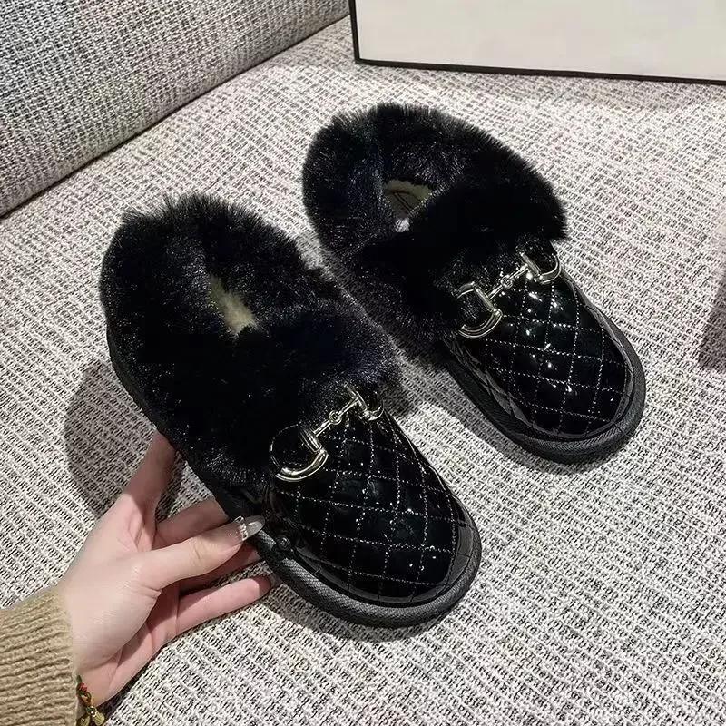 Fashion 2024 New Women's Snow Boots Plush and Thickened Low Barrel Cotton Shoes Women's Winter Korean Warm Short Boots Slip On loafers