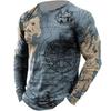 Retro Style 3D Guide Printed Men's Casual Round Neck Long Sleeved T-shirt