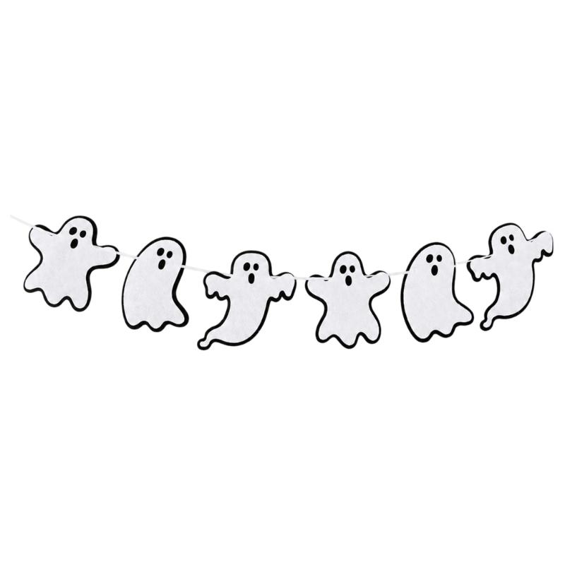 Halloween Character String Decoration 6 Varied Fabric Specter Ornament with Hanging Cord for Doorways, Classrooms, Offices,